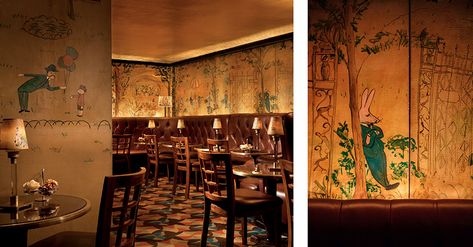 Bemelmans--Bar-New-York-City-Thierry-Despont-Interior-Design-Mapswonders Bemelmans Bar, Madeline Book, Carlyle Hotel, Ludwig Bemelmans, Bar Image, Istoria Artei, Nyc Bars, Bar Scene, New York Hotels