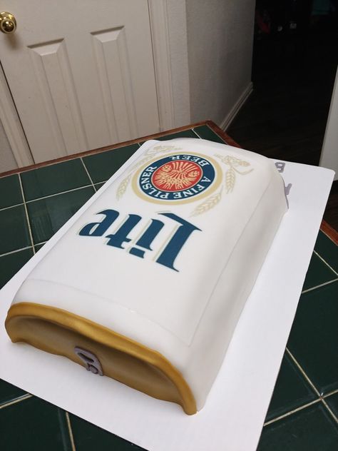 Miller Lite Grooms Cake, Miller Lite Party, Miller Lite Cake, Miller Lite Gifts, Mojito Cupcakes, Jazz Outfits, Cake In A Can, Mens Birthday, 50th Birthday Decorations