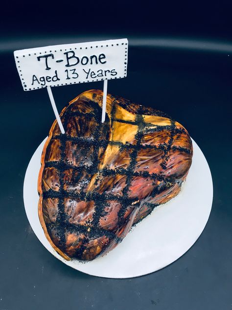 Steak Birthday Cake, Steak Cake Birthday, 49ers Birthday, Steak Cake, Nick Names For Boys, Cake Bakery, T Bone, Cookies N Cream Cookies, How To Grill Steak