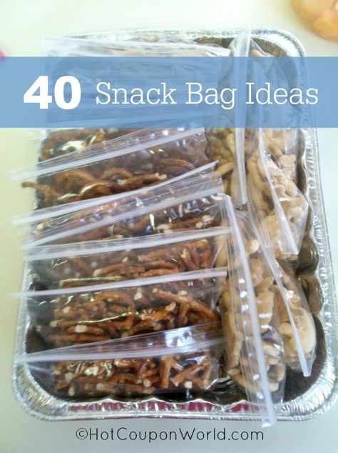 40 Snack Bag Ideas - Save time, money and your sanity by making up snack bags for the kids ahead of time! Snack Bag Ideas, Volleyball Snacks, Basketball Snacks, Sport Snacks, Sports Snacks, Team Snacks, Healthy Snack Ideas, Lunch Items, Game Snacks