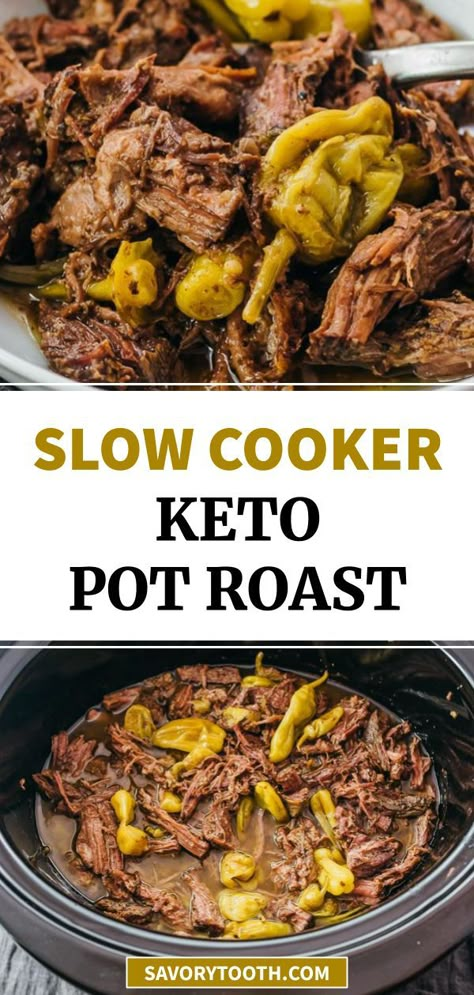 Pot Roast Keto, Keto Pot Roast, Slow Cooker Pot Roast, Best Pot Roast, Mississippi Roast, Pepperocini Recipes, Beef Stew Crockpot, Keto Crockpot Recipes, Mississippi Pot Roast