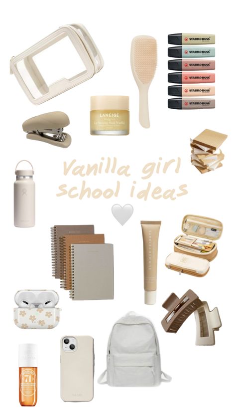 Middle School Essentials, School Emergency Kit, Preppy School Supplies, School Backpack Essentials, Girl School Supplies, Pretty School Supplies, Everyday Bag Essentials, Vanilla Girl Aesthetic, School Needs