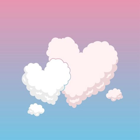 Heart Clouds Drawing, Heart Cloud Drawing, Cloud Heart, Heart Digital Art, Cloud Heart Tattoo, Heart Cloud, Cute Clouds Drawing, Sky Illustration, Cloud Vector