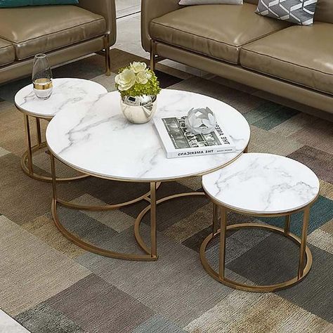 Nesting Coffee Tables Ideas – Space Saving Furniture Designs Nesting Tables Living Room, Marble Coffee Table Living Room, Centre Table Living Room, Centre Table Design, Meja Sofa, Round Nesting Coffee Tables, Center Table Living Room, Marble Round Coffee Table, Living Room Table Sets