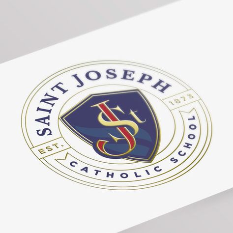 St. Joseph Catholic School Logo Design Collegiate Logo Design, International School Logo, Institute Logo Design, Logo Design School, School Logo Design Ideas, College Logo Design, Academy Logo Design, Logo Design Event, Institute Logo