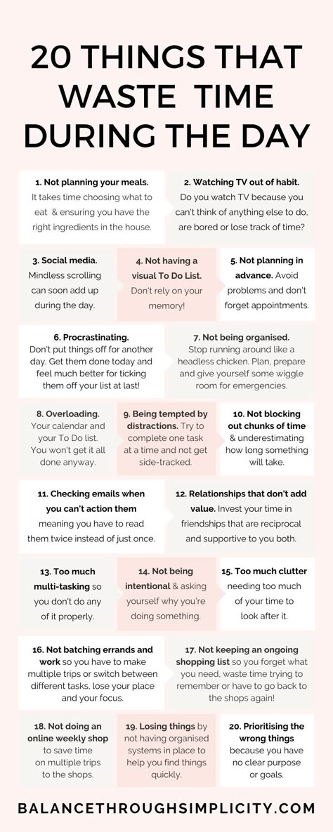 20 things that waste time during the day - Balance Through Simplicity Productive Things To Do, Vie Motivation, Sitting Position, Get My Life Together, Waste Time, Time Management Tips, A Better Me, Mental And Emotional Health, Self Care Activities