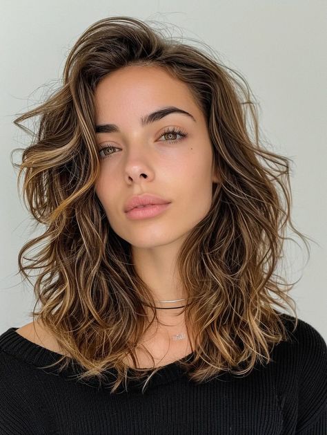 Fun Hairdos, Wavy Mid Length Hair, Shoulder Length Wavy Hair, Curled Hairstyles For Medium Hair, Textured Haircut, Wavy Hairstyles Medium, Layered Haircuts For Medium Hair, Medium Layered, Wavy Haircuts