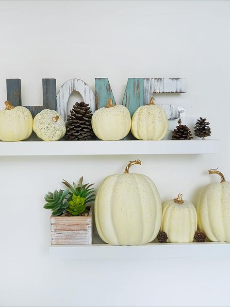 "Create a Cozy Seasonal Decor: - Mix cream pumpkins with autumn elements for stunning centerpieces. - Ideal for home, garden, or office decor. - Elevate tables, wreaths, and mantels with these pumpkins. - Perfect for weddings, Thanksgiving, and holiday parties. These pumpkins make thoughtful gifts for housewarmings, birthdays, holidays, and special events. Share the autumn spirit with loved ones, friends, and colleagues. They're perfect for wedding and party favors too." Harvest Table Centerpieces, Pumpkins Decor, Autumn Elements, Decorative Pumpkins, Autumn Spirit, Wedding Halloween, Artificial Pumpkins, Fall Farmhouse, Harvest Table