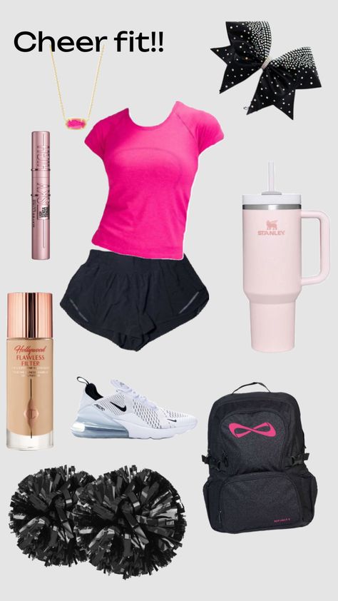 #preppy#outfitinspo #utahgirl #pink #cheer Preppy Cheer Practice Outfits, Outfits For Cheer Practice, Cheer Fits Practice, Cheer Outfits For School, Cheer Tryouts Outfit, Cheerleader Tips, Cheer Outfits For Practice, Cheer Preppy, Aesthetic Cheer