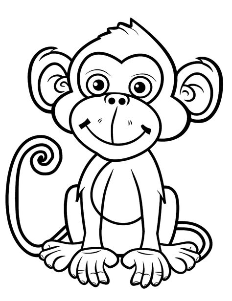 Monkey Outline, Starfish Colors, Monkey Coloring Pages, Monkey Drawing, Witch Coloring Pages, Bunny Coloring Pages, Birthday Wishes Messages, Coloring Pages Free Printable