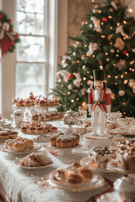 Christmas Tea Party Ideas, Nutcracker Christmas Party, Christmas Afternoon Tea, Winter Gathering, Popular Christmas Songs, Tea Party Ideas, Christmas Tea Party, English Christmas, Festive Table Setting