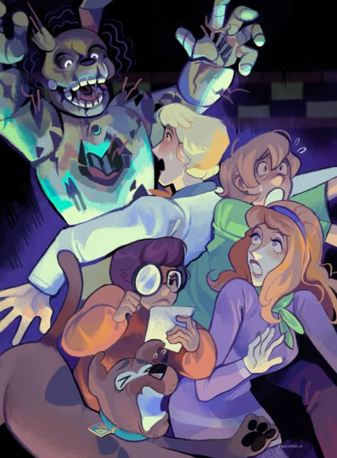 scooby doo x fnaf | by peachmarch3 on tumblr Scooby Doo Mystery Inc, Scooby Doo Images, Scooby Doo Mystery Incorporated, Mystery Incorporated, Scooby Dooby Doo, Mystery Inc, Scooby Doo Mystery, Animatronic Fnaf, Fnaf Fanart