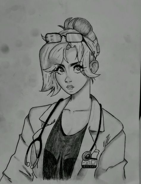 Doctor Sketch Drawings, Anime Doctor Drawing, Doctor Sketch, Doctor Drawing, Mirror Drawings, Amor Anime, Sketches Pencil, Woman Sketch, Beautiful Sketches