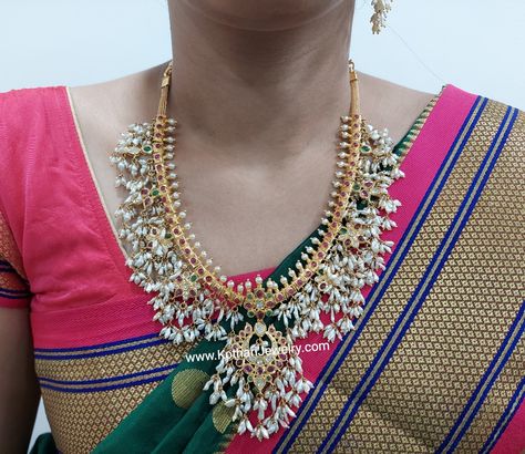 Latest Long Harams Gold, Gold Long Chain, Gutta Pusalu, Haram Designs, Choker Necklace Designs, Diamond Wedding Jewelry, Antique Gold Jewelry, Bridal Gold Jewellery Designs, Buy List