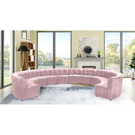 Pink Velvet Couch, Curved Sectional, Velvet Sectional, Modular Unit, Meridian Furniture, Upholstered Sectional, Corner Sectional, Living Room Sectional, Modular Sectional