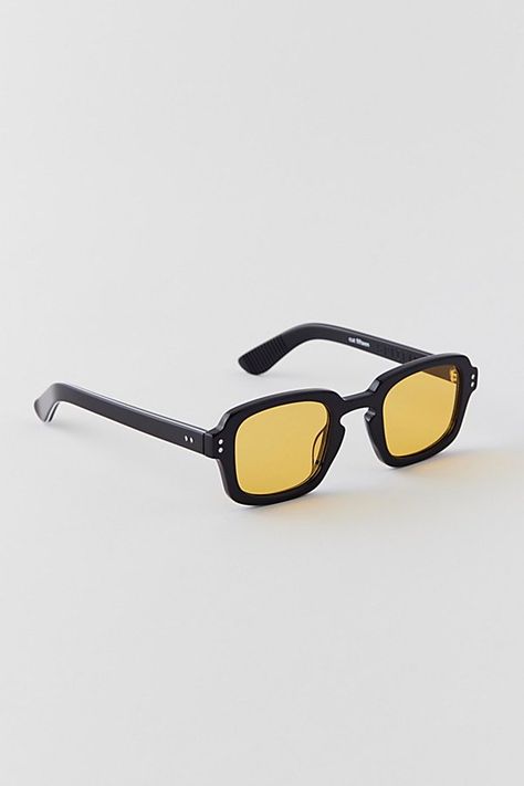 Bold & retro-inspired sunglasses by Spitfire with a square silhouette and chunky plastic frame. Fitted with tinted UV-blocking lenses Content + Care Polycarbonate Wipe clean Imported | Spitfire Cut Fifteen Sunglasses in Black, Men's at Urban Outfitters Square Sunglasses For Men, Cool Sunglasses For Men, Men’s Sunglasses, Men’s Accessories, Sunglass Men, Yellow Lens Sunglasses, Retro Sunglasses Men, Gray Vans, Retrosuperfuture Sunglasses