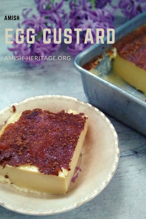 custard in a dish and 9x13" pan Fail Proof Egg Custard, Lemon Sponge Pie Recipe, Amish Custard, Easy Egg Custard, Amish Baked Custard, Pumpkin Custard Pie Recipe, Egg Custard Recipe, Baked Egg Custard, Custard Recipe Easy