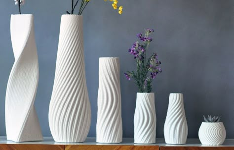 3D printed ceramic vases Ceramic 3d Print, Ceramic Vase Design, 3d Ceramic Printer, 3d Printed Ceramics, 3d Print Design, 3d Printed Art, 3d Printed Vase, 3d Printing Plant Pots, 3d Printed Flower Pot