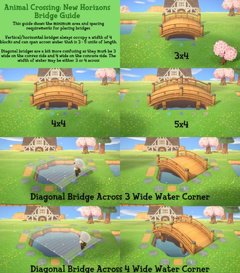 ACNH Bridges & Inclines Guide: Sizes, Dimensions, Prices, Limit & Diagonal Bridge Tutorial Acnh Bridge Size, Acnh Ramps, Land Bridge Acnh, Acnh Bridge Code, Acnh Building Sizes, Acnh Building Size, Acnh Land Bridge, Bridge Construction, Acnh Inspo