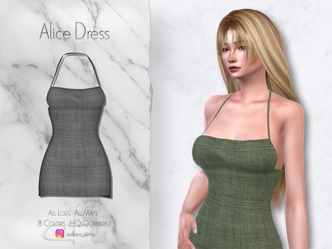 The Sims Resource - Alice Dress - ACN 350 Sims 4 Cc Midi Dress, Alice Dress, Sims Clothes, Cc Clothes, Comfy Sets, Sims Hair, Female Clothing, Sims 4 Clothing, Sims Mods