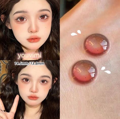 Kawaii Eye Contacts, Anime Contacts, Pretty Contact Lenses, Heart Contact Lenses, Heart Shaped Contact Lenses, Douyin Contact Lens, Red Contact Lenses, Red Eye Contacts, Red Eye Contact Lenses