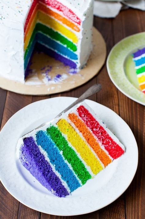 Rainbow Recipes, Rainbow Cake Recipe, Rainbow Themed Birthday Party, Rainbow Desserts, Rainbow Cakes, Rainbow Theme Party, Friends Cake, Colorful Cupcakes, Rainbow Food