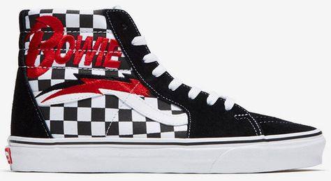 A Vans x David Bowie footwear range has been unveiled, with four designs based around Bowie’s earlier album sleeves. David Bowie Diamond Dogs, Van Shoes, Album Sleeves, Dog Conditioner, Diamond Dogs, Awesome Shoes, Ziggy Stardust, Vans Sk8 Hi, Dog Shoes