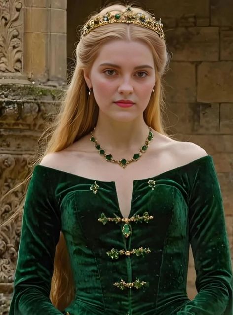 °❀⋆.ೃ࿔*:･ Game Of Throne Daenerys, Alicent Hightower, Game Of Thrones Houses, Fantasy Aesthetic, Historical Dresses, Narnia, Blonde Girl, Fantasy Character Design, Green Dress