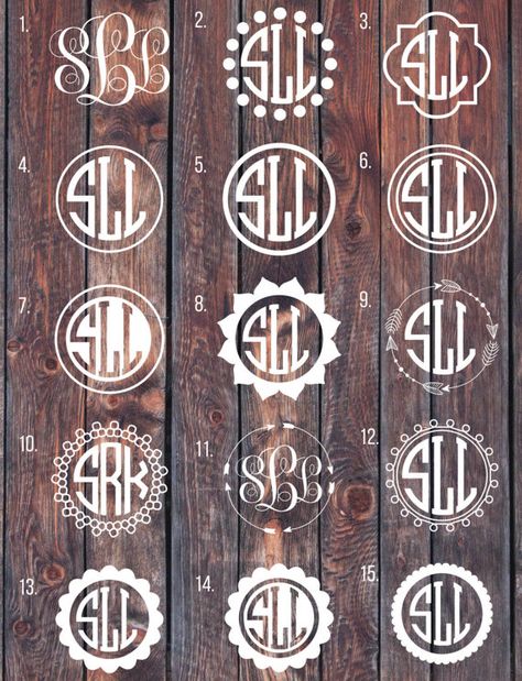 Monogram decal Monogram sticker circle monogram car by SLrustic Car Initial Decals, Monogram Car Decal, Round Monogram, Cricut Monogram, Yeti Cooler, Monogram Vinyl Decal, Monogram Ideas, Gif Disney, Vinyl Monogram