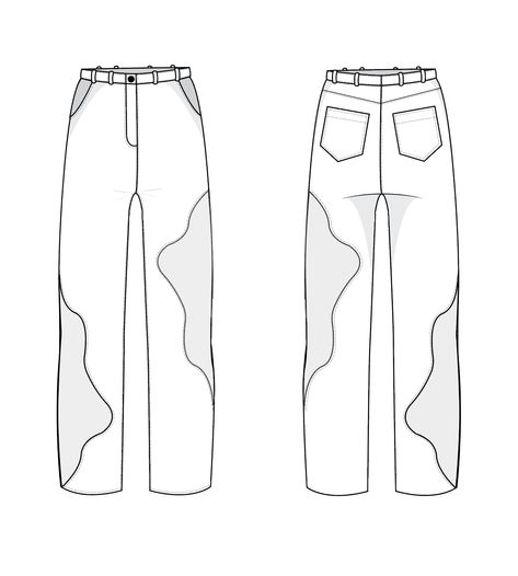 Mens Pants Flat Sketch, Denim Flat Sketch, Jeans Illustration, Pants Template, Jeans Drawing, Pants Drawing, Fashion Illustration Poses, Cut Out Jeans, Medical Fashion