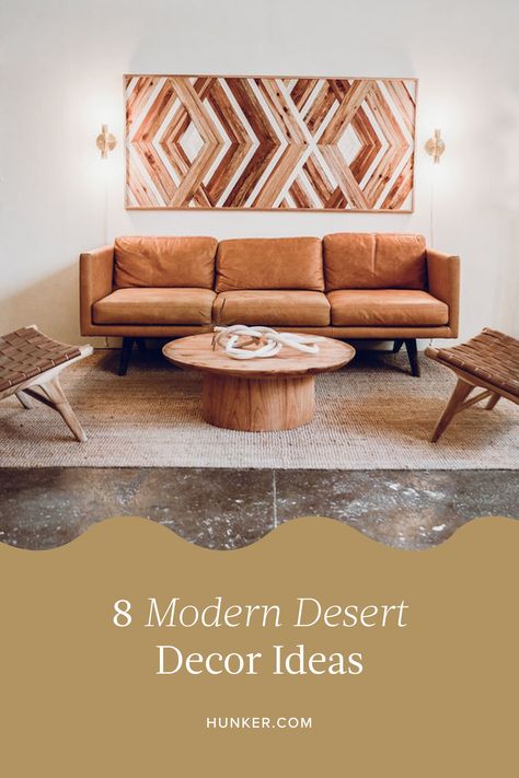 Whether you start with artisan textiles sourced from the communities we mention, or just feel like dipping your toe in the trend with a splash of pink-y, earthen hues there are plenty of ways to experiment with the desert look without committing to all-out desert living. Here are some of our fave modern desert ideas. #hunkerhome #desert #moderndesert #desertdesign #desertdecor High Desert Decor, Modern Desert Color Palette, Desert Airbnb, Modern Desert Home Interiors, Phoenix Decor, Desert Homes Interior, Mexican Bedroom Decor, Desert Interior Design, Desert Look