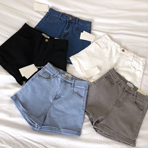 Shorts For Ladies, Cute Outfits With Shorts, Korean Shorts, Cheap Jeans, Sleeveless Short Dress, 2000s Fashion Outfits, Swaggy Outfits, Elastic Waist Shorts