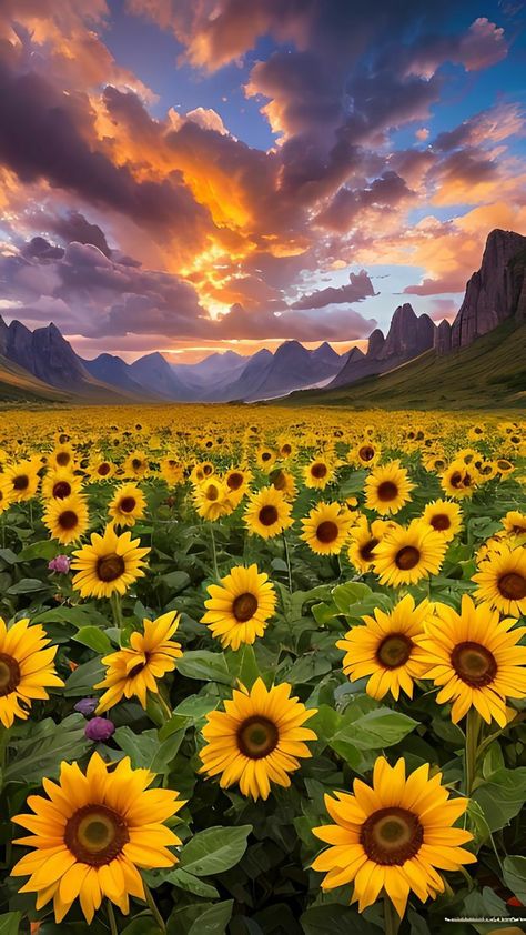 Beach Flowers, Sunflower Pictures, Lovely Flowers Wallpaper, Sunflower Wallpaper, Sunflower Field, Pretty Landscapes, Places In The World, Nature Art Painting, Beautiful Landscape Wallpaper