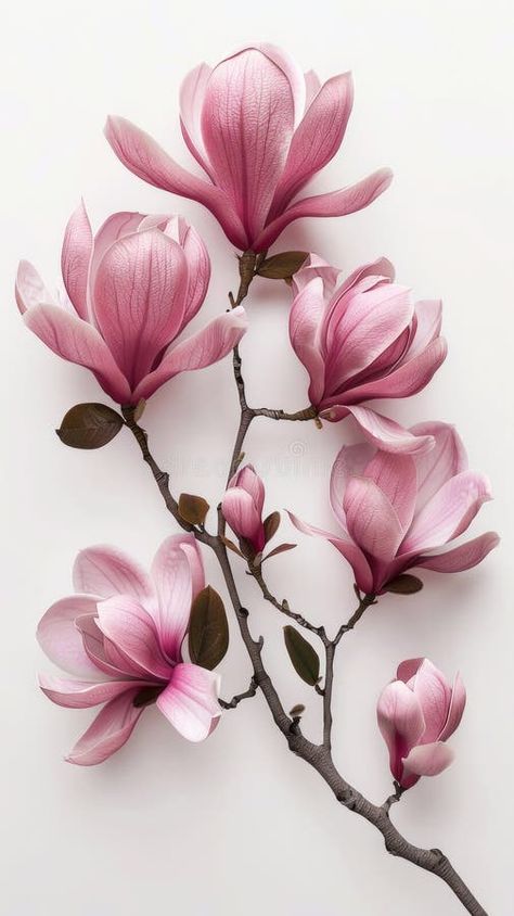 Magnolia Blossoms on White Background stock photography Bouquet Of Flowers Photography, Flower Photography Reference, Flower For Watercolor, Magnolia Aesthetic Flower, Magnolia Blossom Photography, Magnolia Flower Design, Paint Magnolia Flower, Magnolia Phone Wallpaper, Flower Arrangements Photography