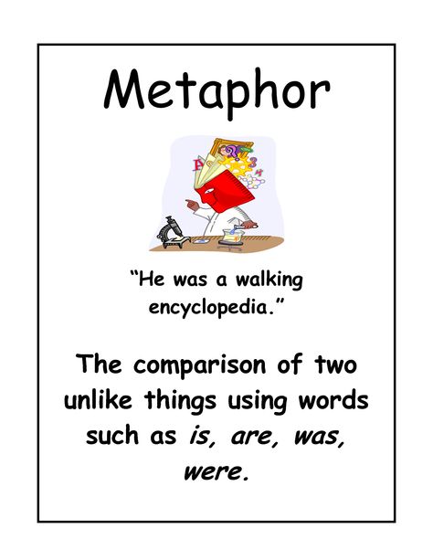 Extended Metaphor, What Is A Metaphor, Literary Terms, Similes And Metaphors, Classroom Anchor Charts, Teaching English Grammar, Literary Devices, Figurative Language, Math Worksheet