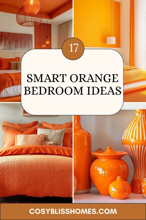 Discover 17 fun orange bedroom decor ideas that will brighten your space! From cozy orange bedding to stylish accent walls, these tips will help you create a cheerful and inviting room. Explore how to make the most of orange decorative accessories and add splashes of energy to your bedroom design. Whether you're going for bold or subtle hues, orange can transform your space into a lovely retreat. Let your creativity flow as you stylishly incorporate these ideas into your bedroom! Dark Orange Bedroom Ideas, Bedroom Ideas Orange And Green, Yellow And Orange Bedroom Ideas, Orange Themed Bedroom, Orange Bedroom Decor Ideas, Orange And Green Bedroom, Orange And Yellow Bedroom, Burnt Orange Bedding, Orange Bedroom Ideas