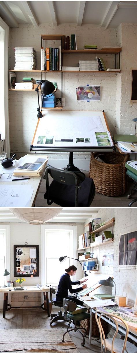 Illustrator Studio, Miranda Brooks, Studio Workspace, Art Studio Space, Studio Spaces, Drafting Table, Studio Inspiration, Landscape Designer, Creative Workspace