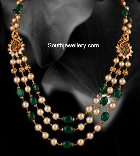 Pearls Mala, Latest Indian Jewellery, 22 Carat Gold Jewellery, Pearl Mala, Mala Jewelry, Gold Pearl Jewelry, Pearl Jewelry Design, Pearl Necklace Designs, Gold Necklace Indian Bridal Jewelry