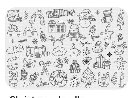 Doodle Art Christmas, Doodle Christmas, Doodle Clipart, Christmas Doodle, Hand Drawn Christmas, Easy Doodle, Christmas Elements, Christmas Doodles, Clipart Christmas