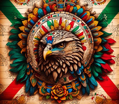 Mexican Catholic Art, Aztec Tumbler, Aztec Eagle, Mexican American Flag, Mexican Restaurant Decor, Eagle Png, Mexican Aztec, Mexican Eagle, Very Beautiful Images