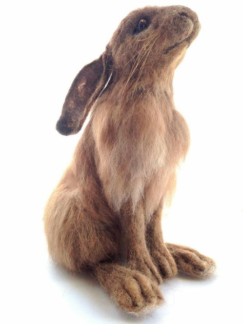 Felted Hare Felting Animals, Needle Felting Ideas, Wool Animals, Needle Felting Tutorials, Felt Bunny, Felted Art, Wool Felting, Felting Ideas, Needle Felting Projects