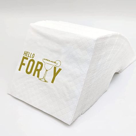 Amazon.com | SharkBliss 40th Birthday Cocktail Napkins, 100 Pack Gold Hello Forty Birthday Disposable Paper Beverage Cocktail Napkins for His Her Forty 40th Birthday Party Decorations | 2-Ply, 5x5 (Hello Forty): Cocktail Napkins 50th Birthday Napkins, Funny Cocktail Napkins, Hello Forty, Funny Cocktails, Wedding Anniversary Party Decorations, Birthday Cocktail, Decorative Paper Napkins, 40th Birthday Party Decorations, Birthday Decorations For Men