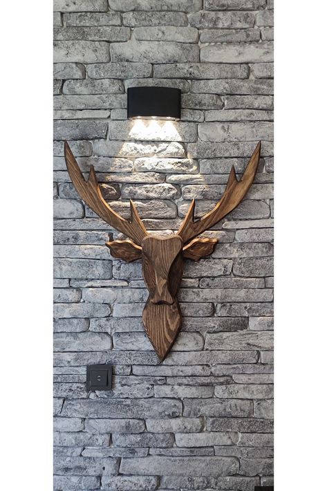 Wooden Deer Head, Wood Deer Head, Deer Head Decor, Deer Head Wall Decor, Wooden Deer, Head Wall Decor, Deer Mounts, Wall Nails, Deer Wall Art