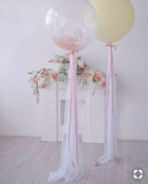 Birthday Balloons Decorations, Tulle Balloons, Balloons Decorations, Big Balloons, Birthday Balloon Decorations, Wedding Scene, Colourful Balloons, Wedding Balloons, Baby Shower Food