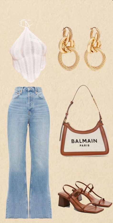 Summer Chic Aesthetic, Mom Fit Jeans Outfits Summer, Simple Vegas Outfits, Spring 25 Outfits, Spring Arizona Outfits, Fancy Dinner Outfit Ideas, Jean Going Out Outfit, Jeans And Top Outfit Going Out, Casual Miami Outfits