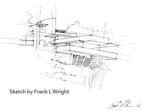 Fallingwater Sketch | arch GROUPIE | Flickr Falling Water Frank Lloyd Wright Sketch, Falling Water Sketch, Frank Lloyd Wright Sketches, Frank Lloyd Wright Drawings, Sketches Architecture, Falling Water Frank Lloyd Wright, Falling Water House, Form Study, Waterfall House