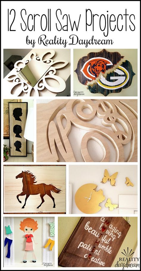 12 creative projects using a scroll saw... SO many possibilities! {Reality Daydream} Scroll Saw Projects, Sand Projects, Scroll Saw Patterns Free, Wood Projects For Beginners, Wood Crafting Tools, Woodworking Patterns, Woodworking For Kids, Easy Wood Projects, Popular Woodworking