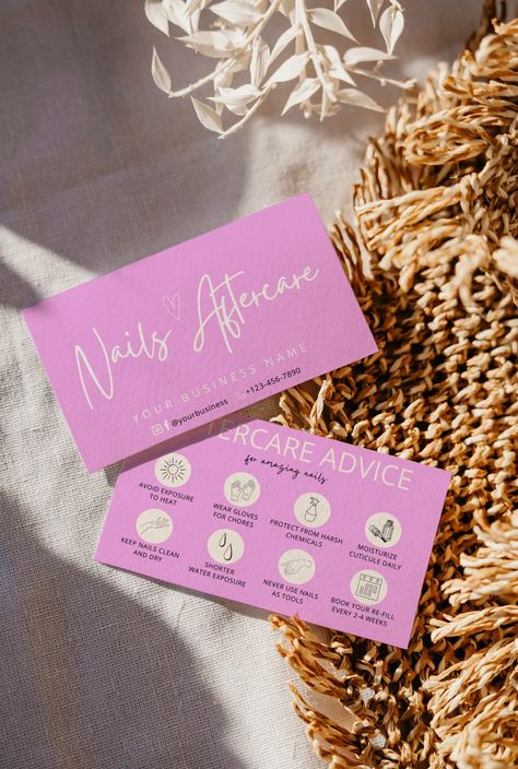 Nails Aftercare Card Template Acrylic Nails Aftercare Card Gel - Etsy Spain Lash Lift Aftercare, Nail Aftercare, Nails Care Tips, Lashes Lift, Aftercare Cards, Nails Care, After Care, Tips Nails, Nail Room