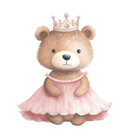 Premium Photo | Beautiful Bear with Princess Tiara watercolor clipart illustration Tiara Illustration, Princess Card, Princess Illustration, He And She, Amazon Kdp, Princess Tiara, Photo Beautiful, Watercolor Clipart, Premium Photo