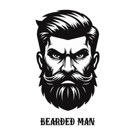 Bearded man | Premium Vector #Freepik #vector #men #beard #bearded #barber Beard Silhouette, Beard Logo Design, Beard Illustration, Barber Shop Interior, Beard Logo, Skull Sketch, Men Beard, Man Vector, Bearded Man